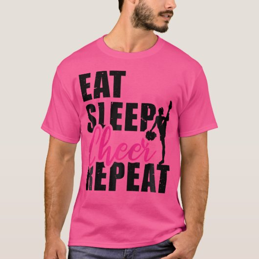 T-shirt Eat Sleep Cheer Repeat Cheerleading Cheerleader Gy (Devant)