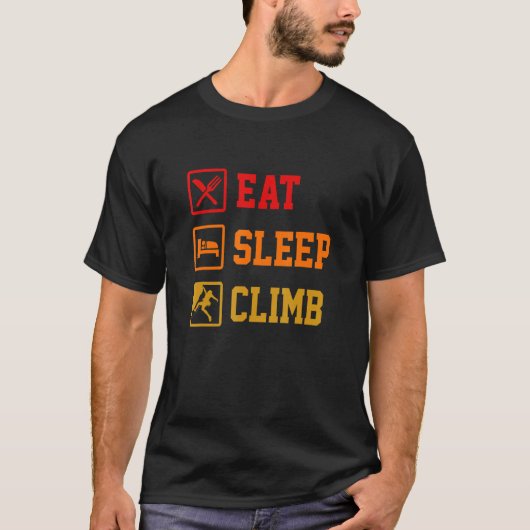 T-shirt Eat Sleep Climb Repeat Rock Boulder Bouldering Roc (Devant)