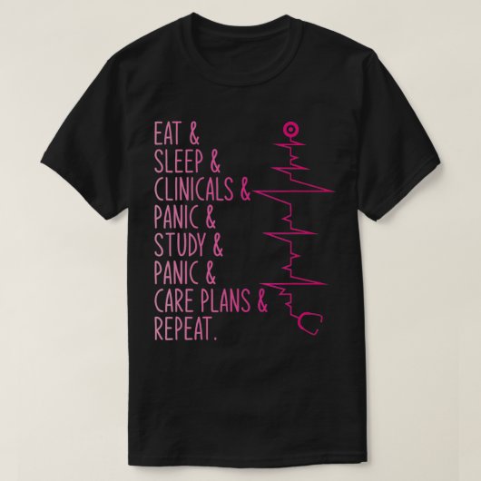 T-shirt Eat Sleep Cliniques Panic Study e Plans Répéter Nu (Design devant)