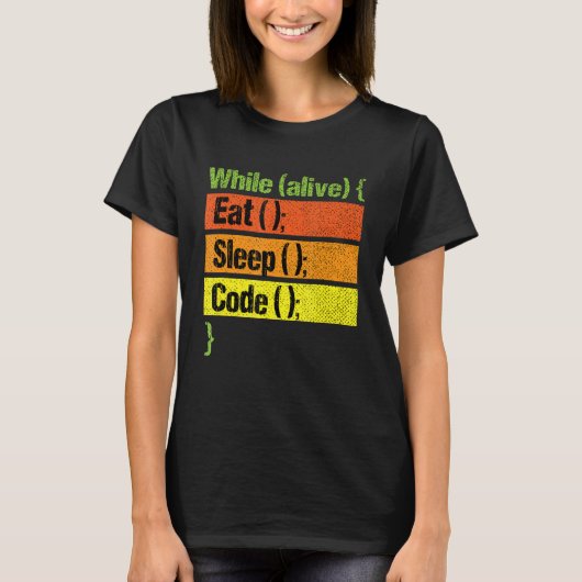 T-shirt Eat Sleep Code Programmation Répétition Coding Dév (Devant)