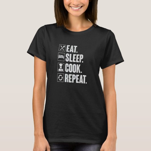 T-shirt Eat Sleep Cook Repeat Retro Cook Cooking Chef (Devant)