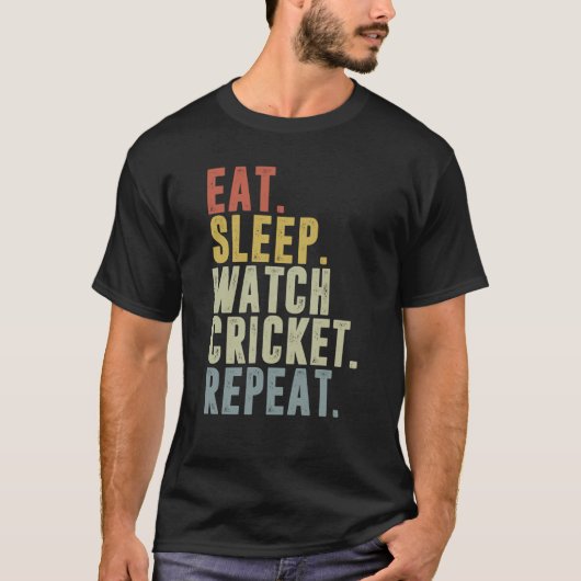 T-shirt Eat Sleep Cricket Repeat Cricketer (Devant)