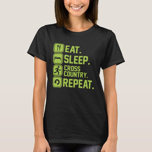 T-shirt Eat sleep cross country repeat runner jogger (Devant)