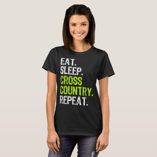 T-shirt Eat Sleep Cross Country Repeat Runner Run Run Run (Devant entier)