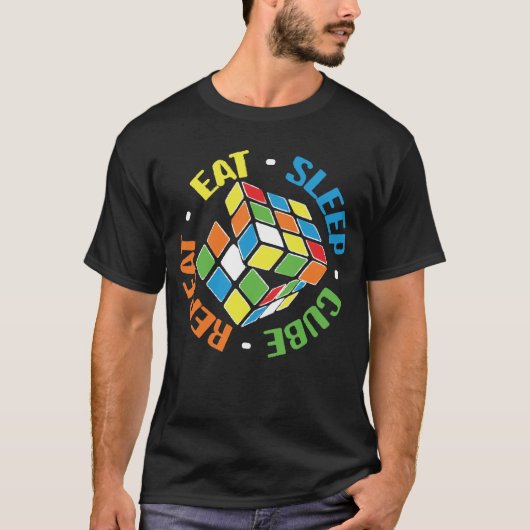 T-shirt Eat Sleep Cube Repeat - Cube Puzzle (Devant)