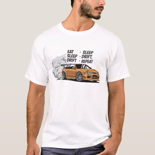 T-shirt Eat Sleep Drift Repeat - Neon JDM Car Racing Tee (Devant)