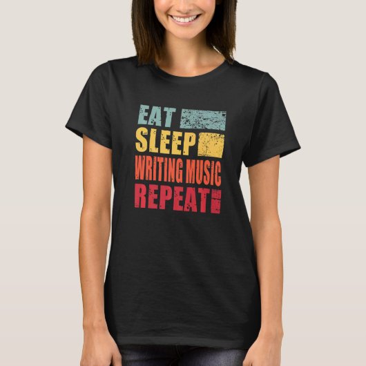 T-shirt Eat Sleep Écriture Musique Répéter (Devant)