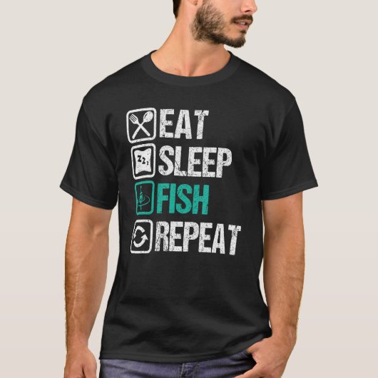 T-shirt Eat sleep fishing repeat  Design for fishermen 1 (Devant)