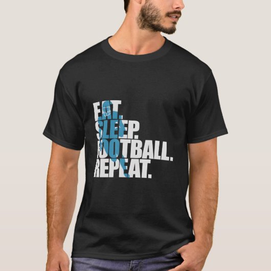 T-shirt Eat Sleep Football Repeat Sports (Devant)