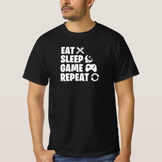 T-shirt Eat Sleep Game Repeat Funny Gamer Quote (Devant)