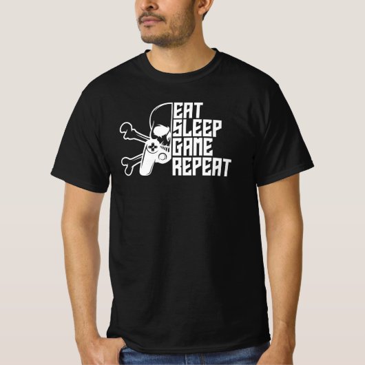 T-shirt Eat Sleep Game Repeat Funny Gamer Quote (Devant)