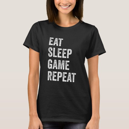 T-shirt Eat Sleep Game Repeat  Video Games Gaming Men Boys (Devant)