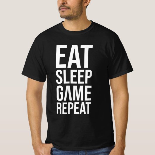 T-shirt Eat Sleep Game Repeat - White Edition (Devant)