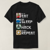 T-shirt Eat Sleep Hack Répéter Japonais Hacker (Design devant)