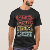 T-shirt Eat Sleep harmonica Répéter (Devant)
