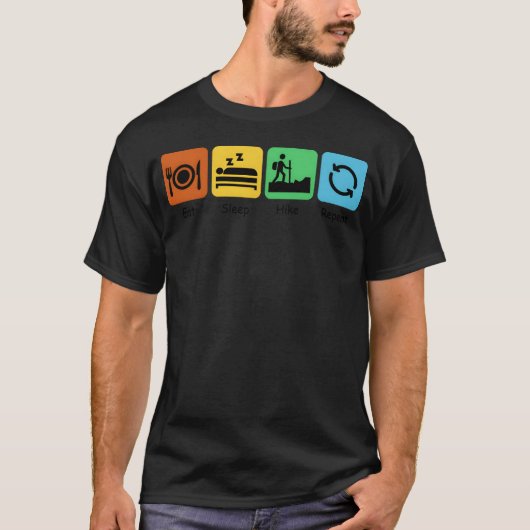 T-shirt Eat Sleep Hike Repeat Hiking Lover Camping friend (Devant)