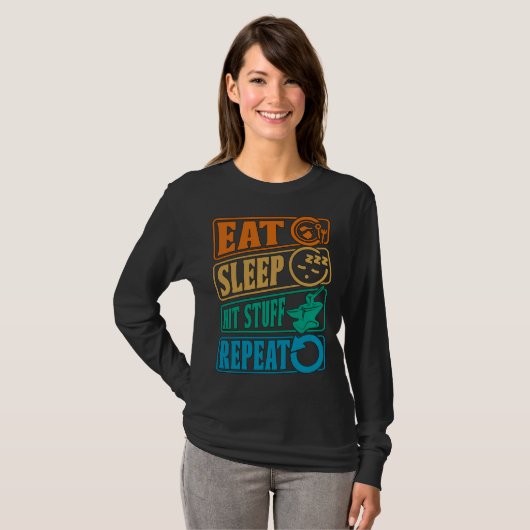 T-shirt Eat Sleep Hit Stuff Repeat Retro Blacksmith Anvil  (Devant entier)