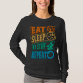 T-shirt Eat Sleep Hit Stuff Repeat Retro Blacksmith Anvil  (Devant)