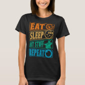 T-shirt Eat Sleep Hit Stuff Repeat Retro Blacksmith Anvil  (Devant)