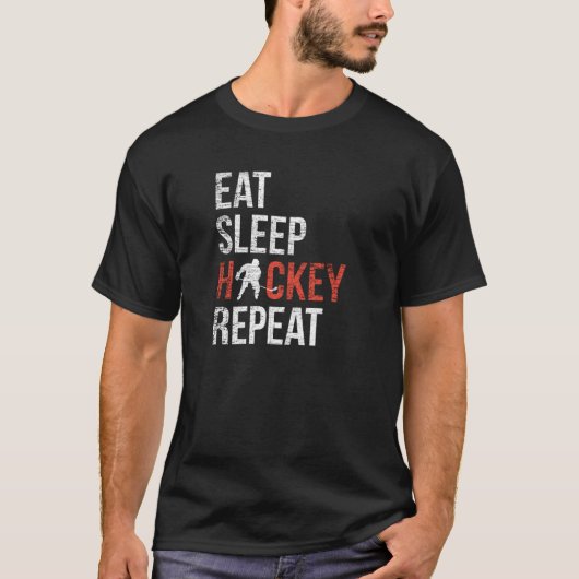 T-shirt Eat Sleep Hockey Repeat Gift For Youth (Devant)