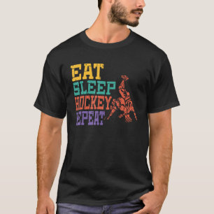 T-shirt Eat Sleep Hockey Repeat retro vintage