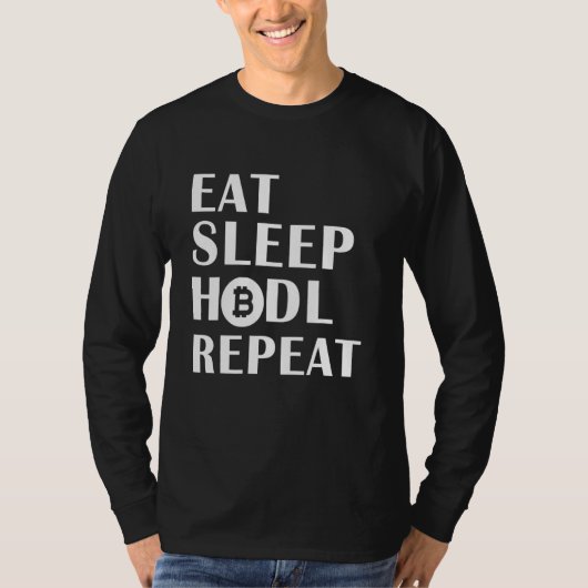T-shirt Eat Sleep Hodl Répéter Digital Devise Cryptocurer (Devant)