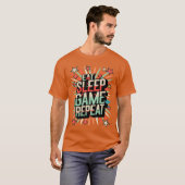 T-shirt Eat Sleep Jeu Répéter drôle dire drôle (Devant entier)