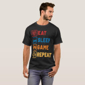 T-shirt Eat Sleep Jeu Répéter Funny Gamer Controller (Devant entier)