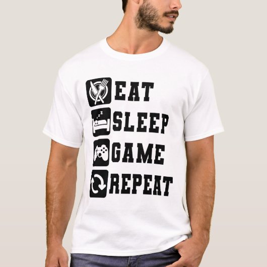T-shirt Eat Sleep Jeu Répéter Funny Gaming Console (Devant)