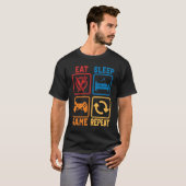 T-shirt Eat Sleep Jeu Répéter Geeks et Nerds Joueurs (Devant entier)