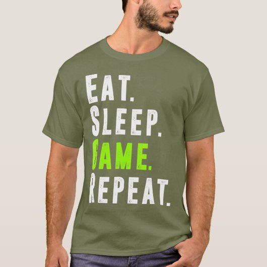 T-shirt Eat Sleep Jeu Répéter Vidéo Ordinateur Jeu (Devant)