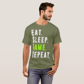 T-shirt Eat Sleep Jeu Répéter Vidéo Ordinateur Jeu (Devant entier)