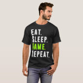 T-shirt Eat Sleep Jeu Répéter Vidéo Ordinateur Jeu (Devant entier)