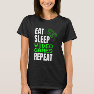 T-shirt Eat Sleep Jeux Vidéo Répéter Jeu Contrôle Jeu