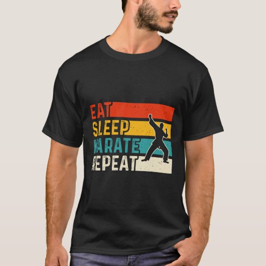 T-shirt Eat Sleep Karate Repeat – Funny Retro Karate (Devant)