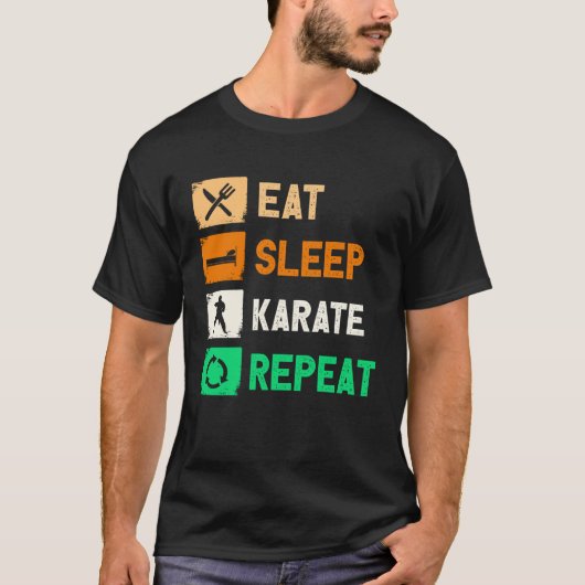 T-shirt Eat Sleep Karate Repeat Men Women Judo Kendo (Devant)