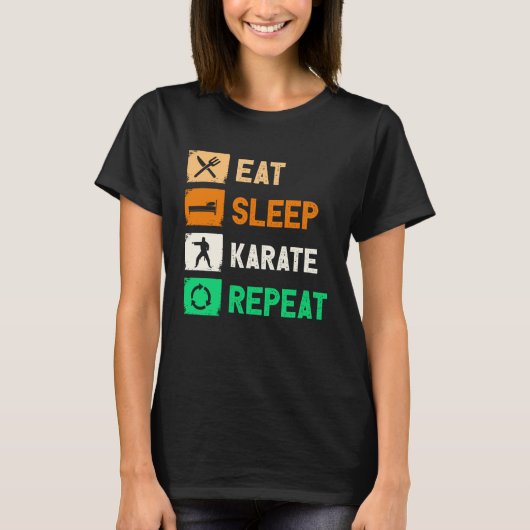 T-shirt Eat Sleep Karate Repeat Men Women Judo Kendo (Devant)