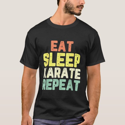 T-shirt Eat Sleep Karate Répéter Funny Cool Lover Retro (Devant)