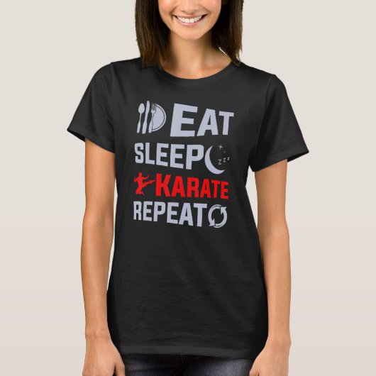 T-shirt Eat Sleep Karate Répéter Karate (Devant)