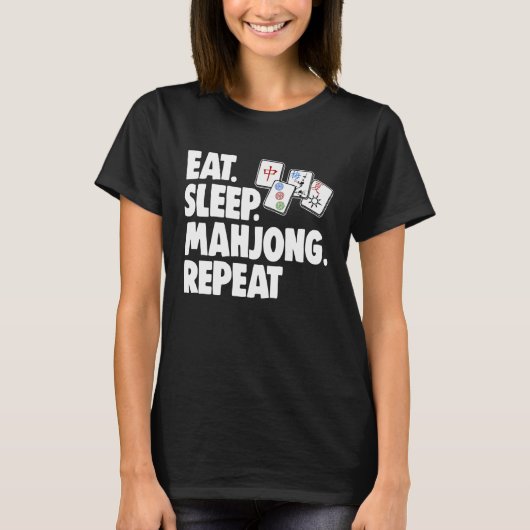 T-shirt Eat Sleep Mahjong Repea Women Game (Devant)