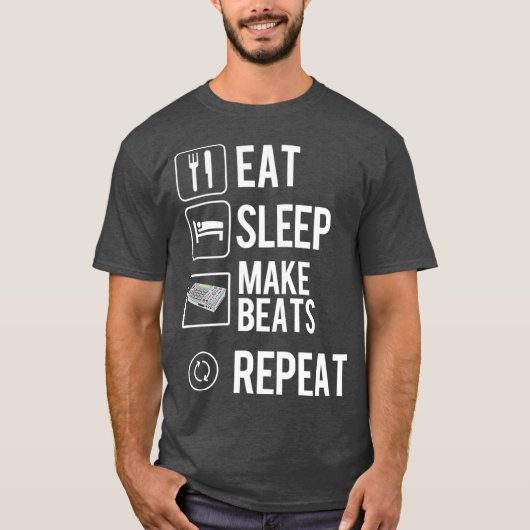 T-shirt Eat Sleep Make Beats Repeat Hip Hop Music (Devant)