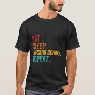 T-shirt Eat Sleep Nursing School Répéter Rn Nursing Retro