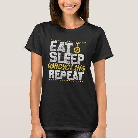T-shirt Eat Sleep Repeat Bicycle Hobby Unicycle (Devant)