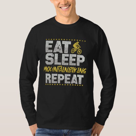 T-shirt Eat Sleep Repeat MTB Hobby Mountain Bike (Devant)