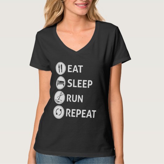 T-shirt Eat Sleep Run Repeat  Quote (Devant)
