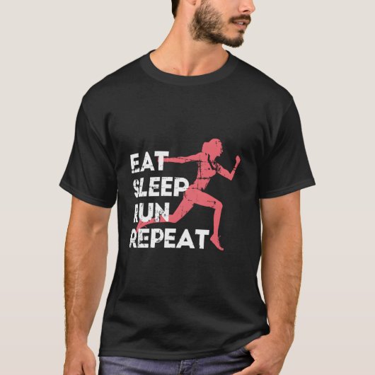 T-shirt Eat Sleep Run Repeat Track And Field Marathon Runn (Devant)