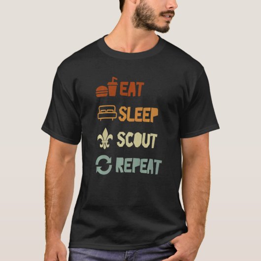 T-shirt Eat Sleep Scout Repeat For Camping Enthusiast Desi (Devant)