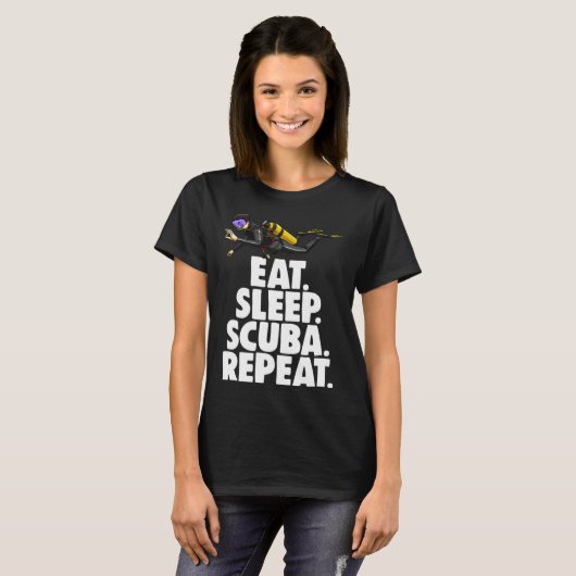 T-shirt Eat Sleep Scuba Repeat Tee Shirt Funny Scuba Diver (Devant entier)