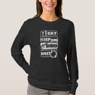 T-shirt Eat Sleep Shred Répéter Design Guitare Lecteur