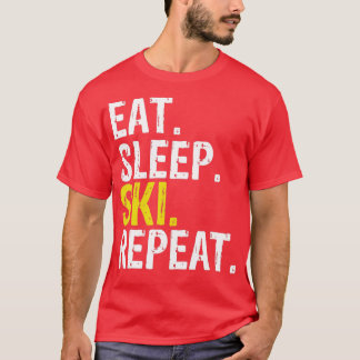 T-shirt Eat Sleep Ski Repeat Gift Skiing
